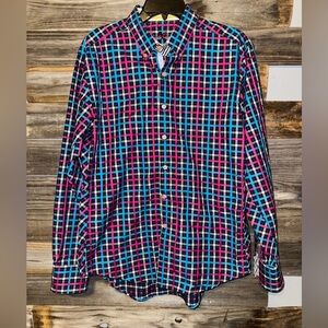 Robert Graham Black Plaid Cuff Sz Large.